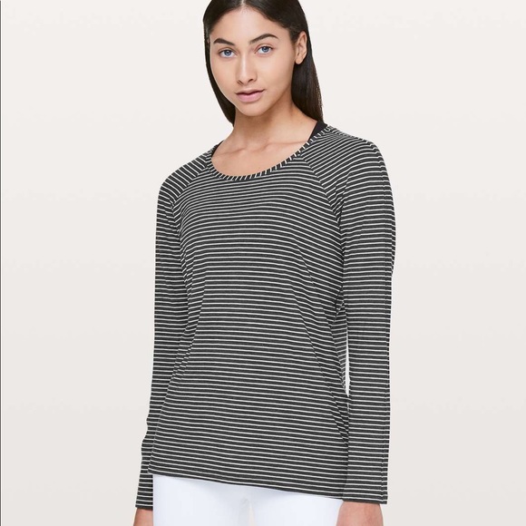 Lululemon Emerald LS Modern Stripe HtrdBlack/White